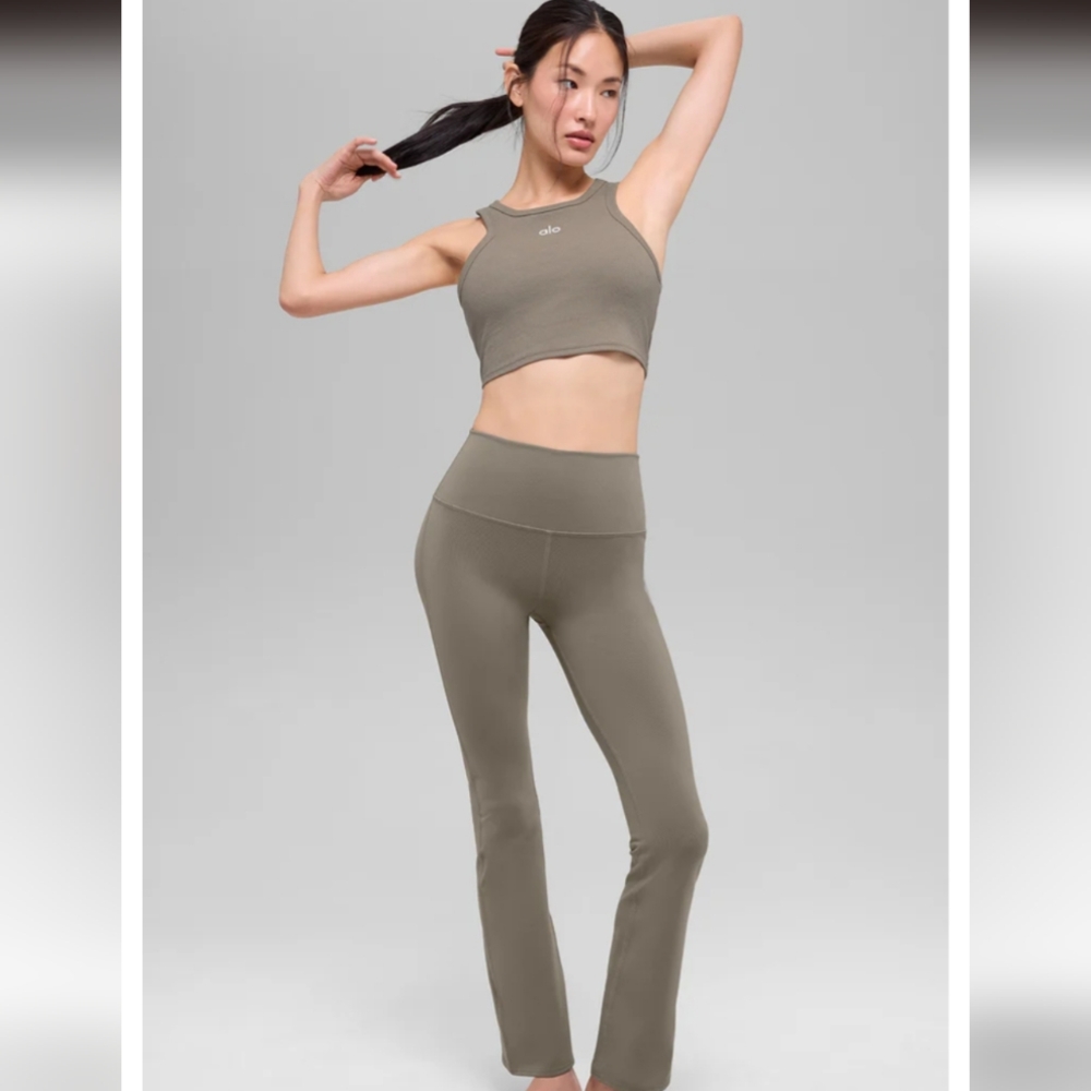ALO Yoga🤎 NEW COLOR DROP Light Cocca Airbrush High-Waist Bootleg - Picture 5 of 9